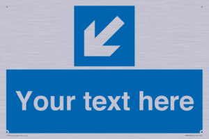 Custom Directional signage blue down left arrow 